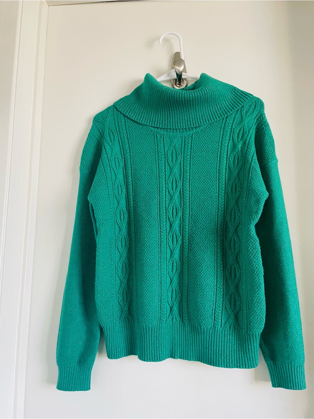 Belldini Teal Cable Knit Turtleneck Sweater